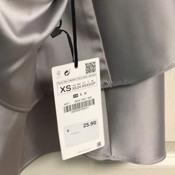 NWT Zara ruffle crop top xs silver - Picture 3 of 5